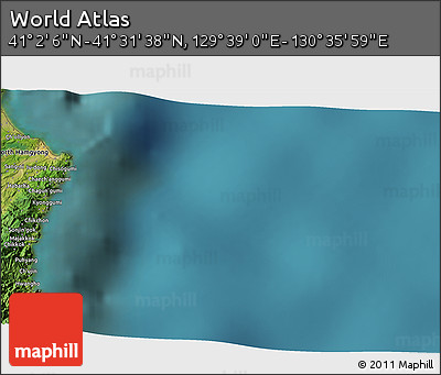 Satellite 3D Map of the Area around 41° 16' 52" N, 130° 7' 30" E