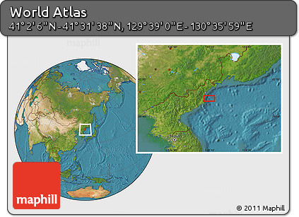 Satellite Location Map of the Area around 41° 16' 52" N, 130° 7' 30" E