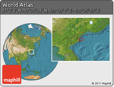 Satellite Location Map of the Area around 41° 16' 52" N, 130° 7' 30" E