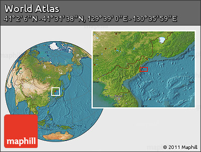 Satellite Location Map of the Area around 41° 16' 52" N, 130° 7' 30" E