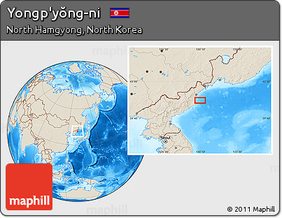 Shaded Relief Location Map of Yongp'yŏng-ni