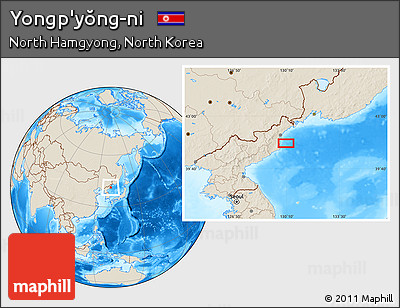 Shaded Relief Location Map of Yongp'yŏng-ni