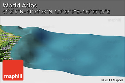 Satellite Panoramic Map of the Area around 41° 16' 52" N, 130° 7' 30" E