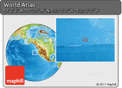 Physical Location Map of the Area around 41° 16' 52" N, 132° 31' 30" W