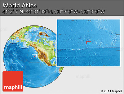 Physical Location Map of the Area around 41° 16' 52" N, 132° 31' 30" W