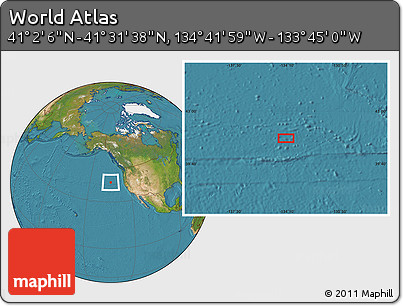 Satellite Location Map of the Area around 41° 16' 52" N, 134° 13' 29" W