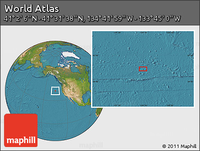 Satellite Location Map of the Area around 41° 16' 52" N, 134° 13' 29" W