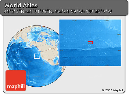 Shaded Relief Location Map of the Area around 41° 16' 52" N, 134° 13' 29" W