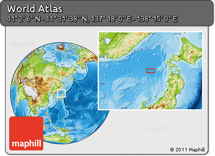 Physical Location Map of the Area around 41° 16' 52" N, 137° 46' 30" E