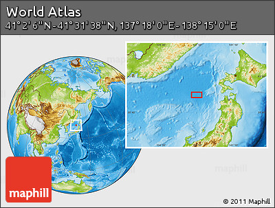 Physical Location Map of the Area around 41° 16' 52" N, 137° 46' 30" E