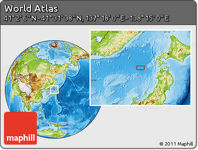 Physical Location Map of the Area around 41° 16' 52" N, 137° 46' 30" E