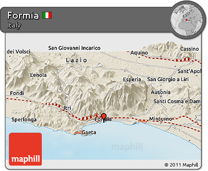 Shaded Relief Panoramic Map of Formia