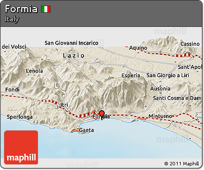 Shaded Relief Panoramic Map of Formia