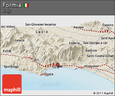 Shaded Relief Panoramic Map of Formia