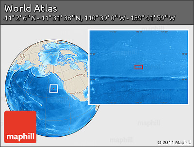 Shaded Relief Location Map of the Area around 41° 16' 52" N, 140° 10' 30" W