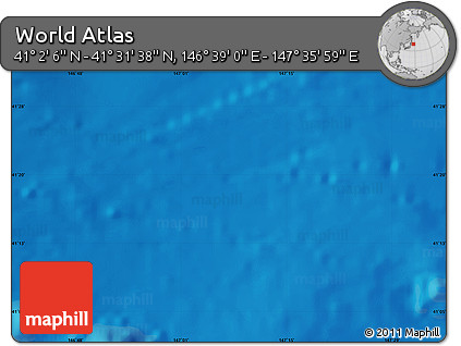 Shaded Relief Map of the Area around 41° 16' 52" N, 147° 7' 30" E