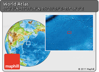 Physical Location Map of the Area around 41° 16' 52" N, 157° 19' 29" E