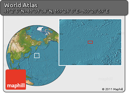 Satellite Location Map of the Area around 41° 16' 52" N, 159° 52' 30" E