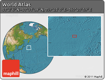 Satellite Location Map of the Area around 41° 16' 52" N, 159° 52' 30" E