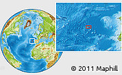 Physical Location Map of the area around 41° 16' 52" N, 15° 13' 29" W