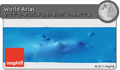 Shaded Relief Panoramic Map of the Area around 41° 16' 52" N, 15° 13' 29" W