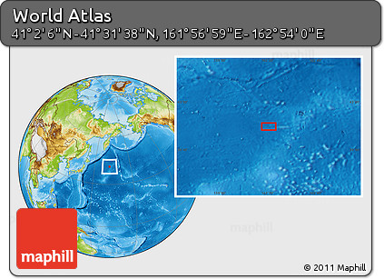 Physical Location Map of the Area around 41° 16' 52" N, 162° 25' 30" E