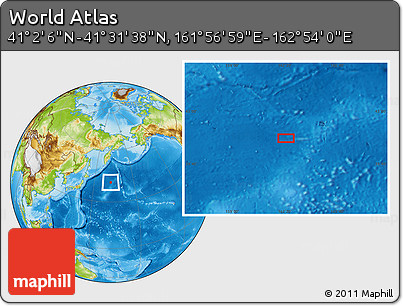 Physical Location Map of the Area around 41° 16' 52" N, 162° 25' 30" E