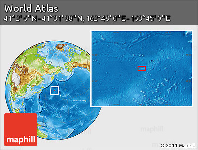Physical Location Map of the Area around 41° 16' 52" N, 163° 16' 30" E