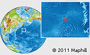 Physical Location Map of the area around 41° 16' 52" N, 164° 58' 29" E