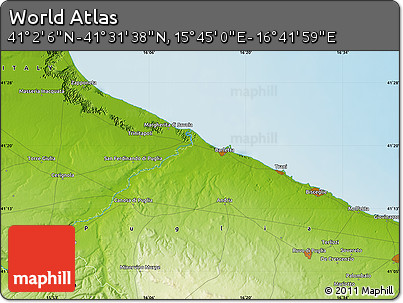 Physical Map of the Area around 41° 16' 52" N, 16° 13' 30" E