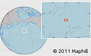 Gray Location Map of the area around 41° 16' 52" N, 170° 46' 30" W, hill shading