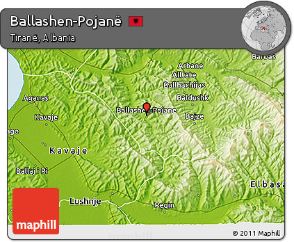 Physical 3D Map of Ballashen-Pojanë