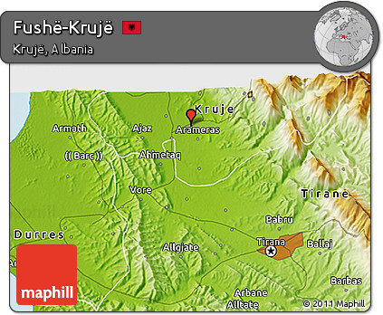 Physical 3D Map of Fushë-Krujë