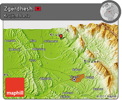 Physical 3D Map of Zgërdhesh