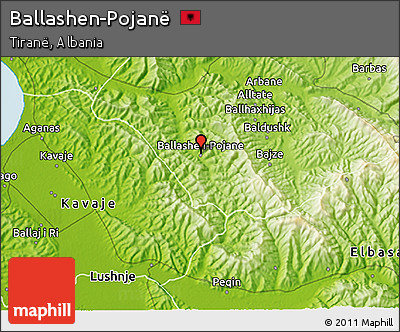 Physical 3D Map of Ballashen-Pojanë