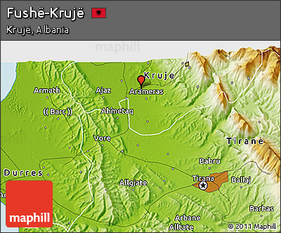 Physical 3D Map of Fushë-Krujë
