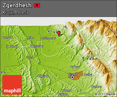 Physical 3D Map of Zgërdhesh