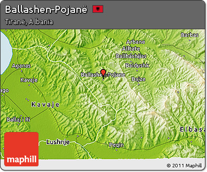 Physical 3D Map of Ballashen-Pojanë