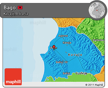 Political 3D Map of Bago