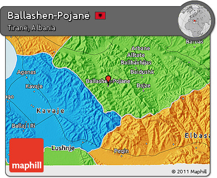 Political 3D Map of Ballashen-Pojanë