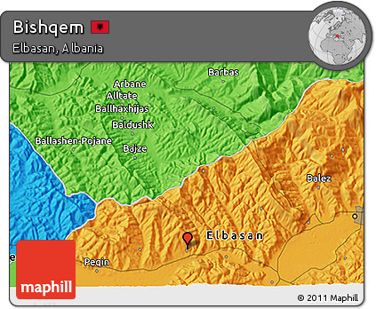 Political 3D Map of Bishqem