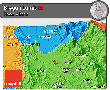 Political 3D Map of Bregu I Lumit