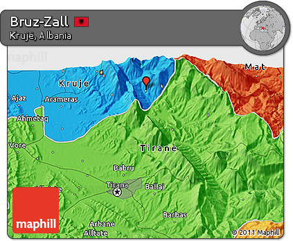 Political 3D Map of Bruz-Zall