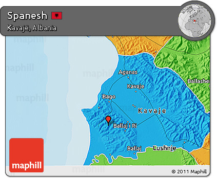 Political 3D Map of Spanesh