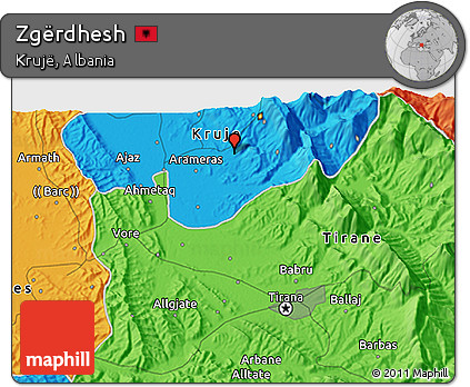 Political 3D Map of Zgërdhesh