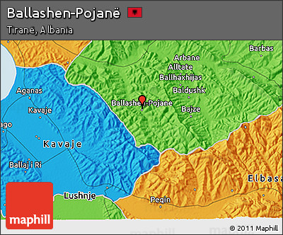 Political 3D Map of Ballashen-Pojanë