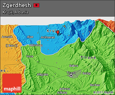 Political 3D Map of Zgërdhesh