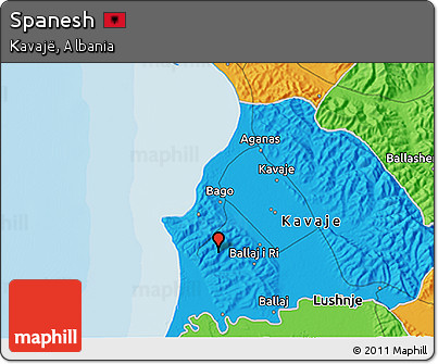 Political 3D Map of Spanesh