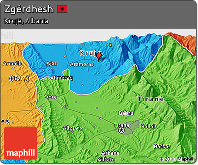 Political 3D Map of Zgërdhesh