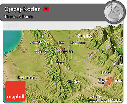 Satellite 3D Map of Gjeçaj-Kodër